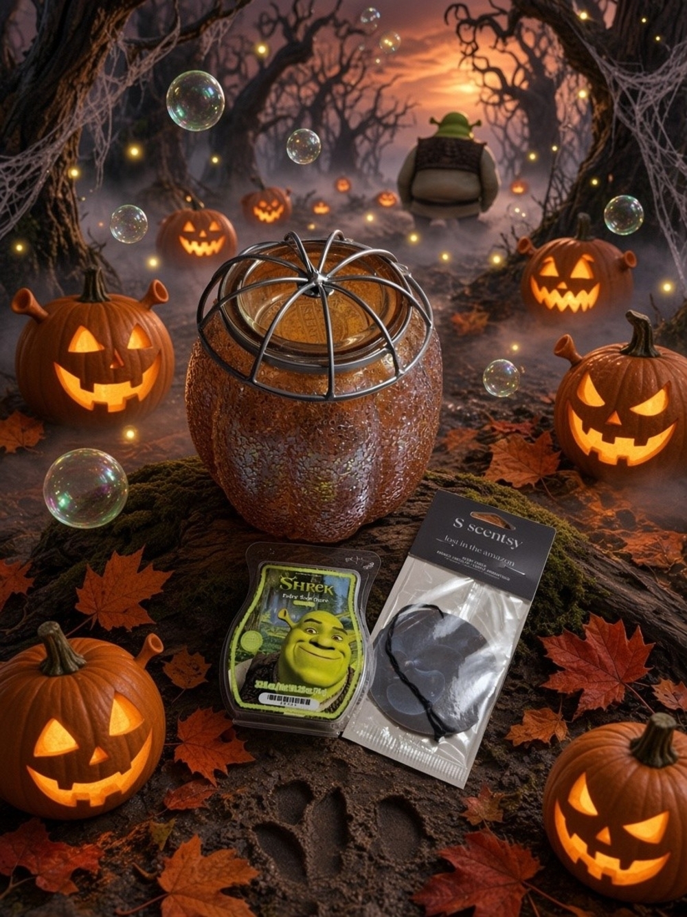 New Scentsy Shrek 🎃 Collection: Pumpkin Sparkle Warmer/ Shrek Wax/Scent Circle